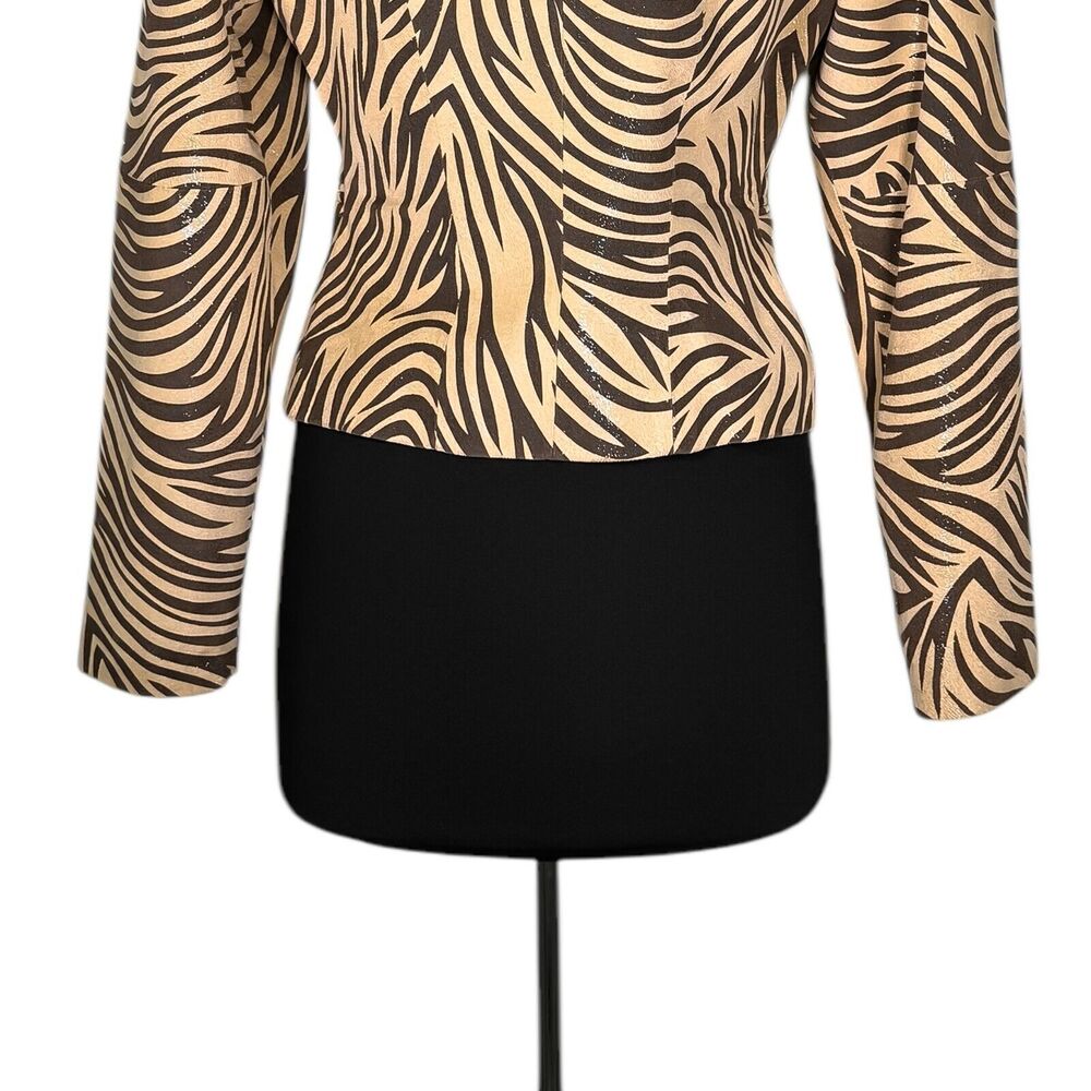 Rare Vintage Michael Hoban North Beach Leather Jacket Women's Animal Print 10 - Picture 9 of 9